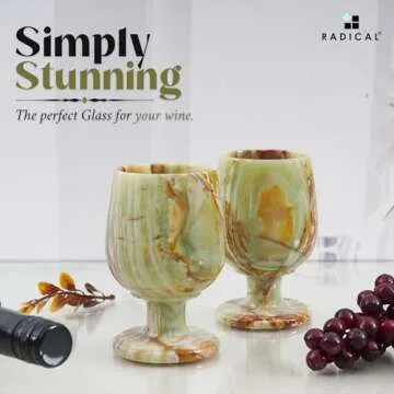 Radicaln Marble Wine Glasses 5'' Inches Green Onyx Handmade Wine Party Drinking Glasses - Cocktail Glasses, Drinkware For Red Wine and White Wine, Wine Glass Set For Wine Gifts & Home Bar