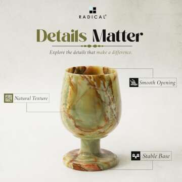 Radicaln Marble Wine Glasses 5'' Inches Green Onyx Handmade Wine Party Drinking Glasses - Cocktail Glasses, Drinkware For Red Wine and White Wine, Wine Glass Set For Wine Gifts & Home Bar