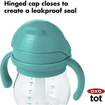 OXO Tot Transitions Straw Cup With Handles 6 oz - Teal - 2 Pack