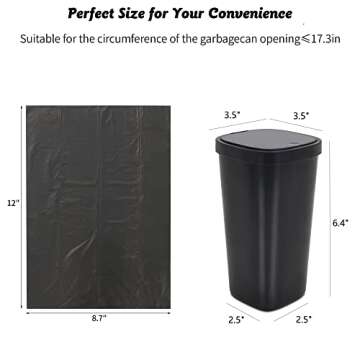 Mini Trash Bag, 10Rolls/200 Counts Strong Garbage bag for Car Trash Can/Small Sized Waste Bin/Desktop Trash Can, 0.5 gal Garbage Bags 12.0 * 8.7 inches, fit 2 Liter or less Trash Can