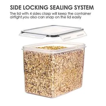 Vtopmart Airtight Food Storage Containers 6 Pieces - Plastic BPA Free Kitchen Pantry Storage Containers for Sugar,Flour and Baking Supplies - Dishwasher Safe - Include 24 Labels, Black