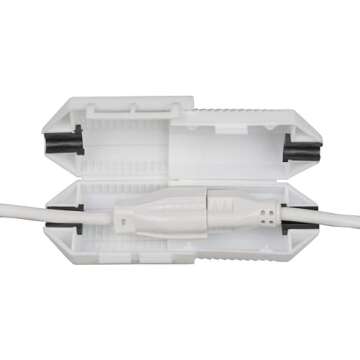 Extension Cord Safety Cover, Electrical Plug Connection Protector, Christmas and Patio String Lights, Power Tools, Weather Resistant, Indoor/Outdoor (White 1pc)