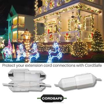 Extension Cord Safety Cover, Electrical Plug Connection Protector, Christmas and Patio String Lights, Power Tools, Weather Resistant, Indoor/Outdoor (White 1pc)