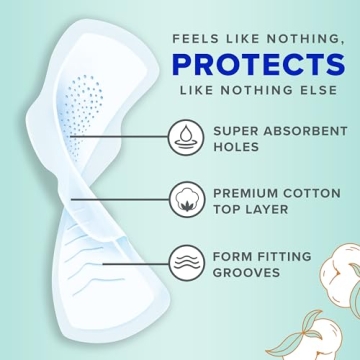Always Pure Cotton Feminine Pads, Size 3 for Comfort