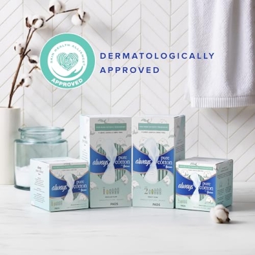 Always Pure Cotton Feminine Pads, Size 3 for Comfort