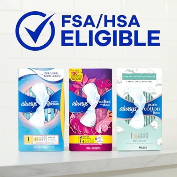 Always Pure Cotton Feminine Pads, Size 3 for Comfort