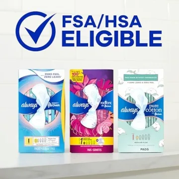 Always Pure Cotton Feminine Pads, Size 3 for Comfort