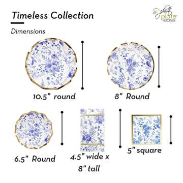 Sophistiplate 64Pcs Tableware Set. Decorative Paper Plates. Premium, Heavyweight Plates for Party De...