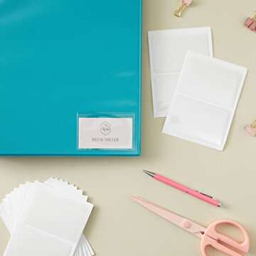 Juvale 100-Pack Clear Business Card Pockets Holders 3.75x2 in, Self-Adhesive Top Load Plastic Protector and Sleeves Labels, Bulk Set for Storage, Organization, Labeling