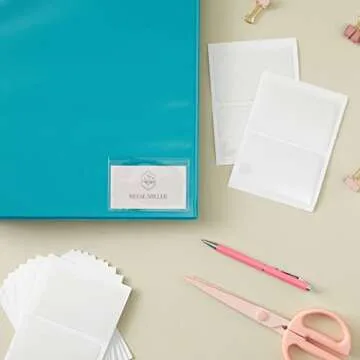 Juvale 100-Pack Clear Business Card Pockets Holders 3.75x2 in, Self-Adhesive Top Load Plastic Protector and Sleeves Labels, Bulk Set for Storage, Organization, Labeling