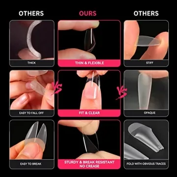 HKFUON 500PCS Almond Fake Nails – DIY Nail Art Set