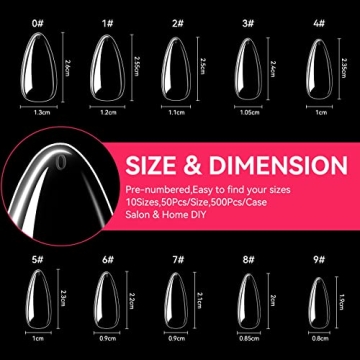 HKFUON 500PCS Almond Fake Nails – DIY Nail Art Set
