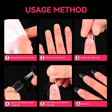 HKFUON 500PCS Almond Fake Nails – DIY Nail Art Set