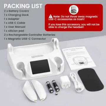 alcopanda Charging Dock for Meta Quest 2,VR Charging Station for Oculus Quest 2 Touch Controller and VR Headset with 2 Rechargeable Batteries and USB-C Charger,Support Elite Strap (not for Quest 3)