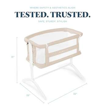Baby Delight Beside Me Serenity Bassinet | Lightweight Bedside Sleeper & Baby Bassinet | 7-Position Height Adjustment | 100% GOTS Certified Organic Cotton Fabric | Organic Oat