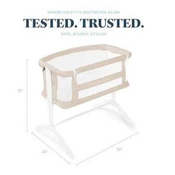 Baby Delight Beside Me Serenity Bassinet | Lightweight Bedside Sleeper & Baby Bassinet | 7-Position Height Adjustment | 100% GOTS Certified Organic Cotton Fabric | Organic Oat