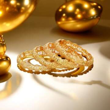 Ethlyn 18K Gold Plated Dubai Gold Bangles Women Bangles&Bracelet Thanksgiving Day Birthday Halloween Christmas Gifts for women (4pcs) (B215)