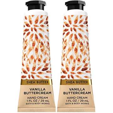 Bath and Body Works 2 Pack Vanilla Buttercream Hand Cream with Shea Butter. 1 Oz.