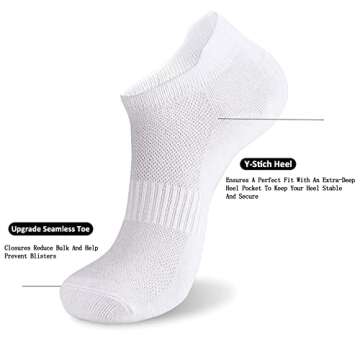 brookhaus Women Ankle Socks, 6/10 Pairs Athletic Socks for Women, Low Cut Running Cotton Socks, No-S...
