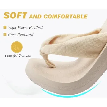 KuaiLu Women's Arch Support Flip Flops Comfortable Beach Sandals