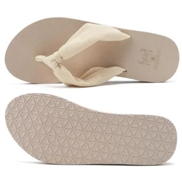 KuaiLu Women's Arch Support Flip Flops Comfortable Beach Sandals