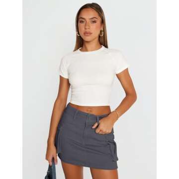 LILLUSORY Women Mini Skirt Denim Summer Jean Skort 2025 y2k Cute Clothes Going Out Club Concert Outf...