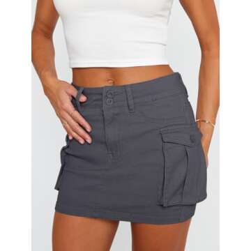 LILLUSORY Women Mini Skirt Denim Summer Jean Skort 2025 y2k Cute Clothes Going Out Club Concert Outfit Western Cowgirls Trendy Stuff Fashion Sexy Short Teen Girls Cargo Dark Grey M