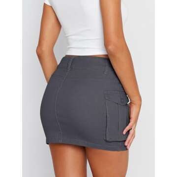 LILLUSORY Women Mini Skirt Denim Summer Jean Skort 2025 y2k Cute Clothes Going Out Club Concert Outfit Western Cowgirls Trendy Stuff Fashion Sexy Short Teen Girls Cargo Dark Grey M