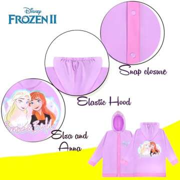 Disney Frozen II Elsa and AnnaGirls Hooded Rain Slicker - Waterproof - Little Girl 4-5 Years