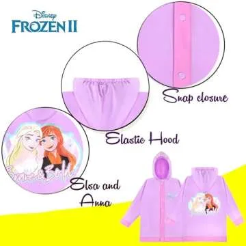 Disney Frozen II Elsa and AnnaGirls Hooded Rain Slicker - Waterproof - Little Girl 4-5 Years