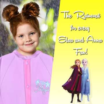 Disney Frozen II Elsa and AnnaGirls Hooded Rain Slicker - Waterproof - Little Girl 4-5 Years