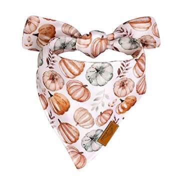 Remy+Roo Fall Dog Bandanas 4 Pack - Amber Set, Premium Durable Polyester Fabric, Patented Curved Design, Adjustable Fit for Small, Large, and XL Dogs, Trendy Patterns, Dog Fall Bandanas (Large)
