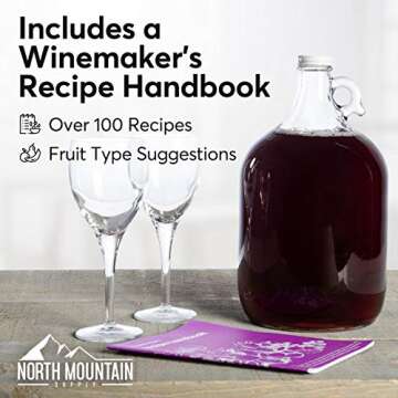 North Mountain Supply Premium Fruit Wine Making Equipment & Ingredient Kit - Ultimate 1 Gallon Compl...