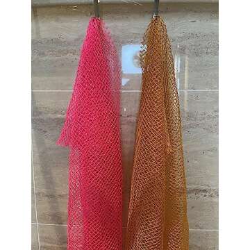 2 Pieces African Net Sponge, Long African Exfoliating Net, Net Bath Sponge Shower Body Scrubber Back...