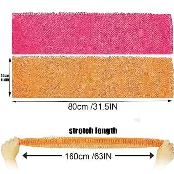 2 Pieces African Net Sponge, Long African Exfoliating Net, Net Bath Sponge Shower Body Scrubber Back Scrubber Skin Smoother, Stretches to Approximately 63"(Pink&Orange)