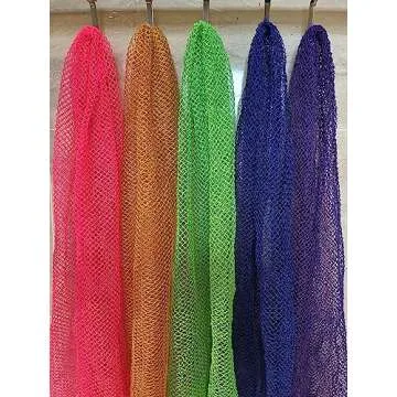 2 Pieces African Net Sponge, Long African Exfoliating Net, Net Bath Sponge Shower Body Scrubber Back Scrubber Skin Smoother, Stretches to Approximately 63"(Pink&Orange)