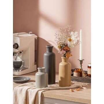 CWLWGO Ceramic Vase Set of 3 for Home Decor