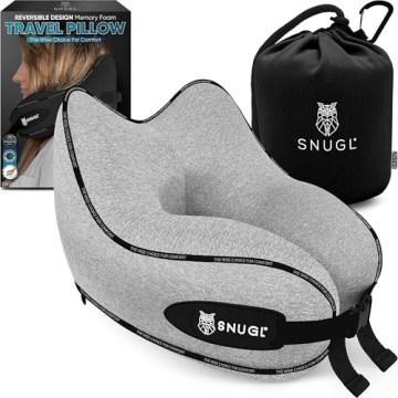 SNUGL Neck Travel Pillow - Memory Foam Airplane Pillow - Flight Pillow | Neck Support Travel Pillow ...