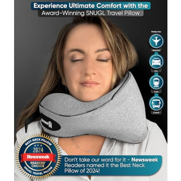 SNUGL Memory Foam Neck Travel Pillow for Comfortable Flights