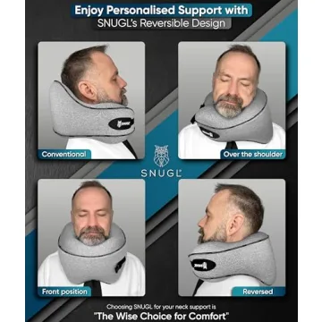 SNUGL Memory Foam Neck Travel Pillow for Comfortable Flights