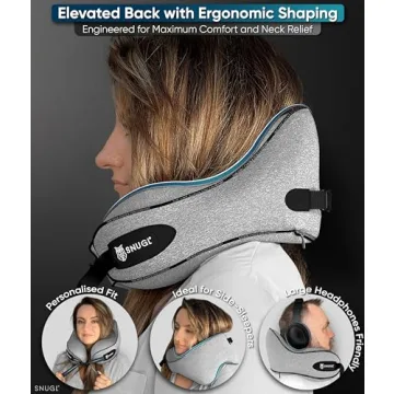 SNUGL Memory Foam Neck Travel Pillow for Comfortable Flights