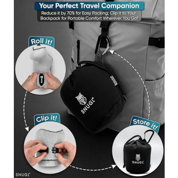 SNUGL Memory Foam Neck Travel Pillow for Comfortable Flights