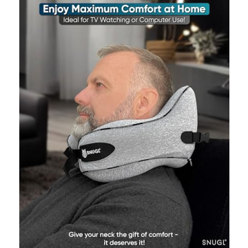 SNUGL Memory Foam Neck Travel Pillow for Comfortable Flights