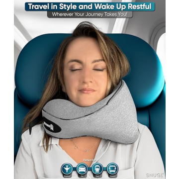 SNUGL Memory Foam Neck Travel Pillow for Comfortable Flights