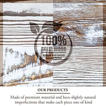 MyGift 20 Inch Shabby White Washed Solid Wood Decorative Octagon Shaped Tray, Wooden Octagonal Serving Platter with 4 Cutout Handles, Table Centerpiece Home Decor