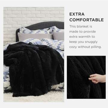 Bedsure Fluffy Black Throw Blanket Gifts for Women, Men, Soft Fleece Cozy Fuzzy Sherpa Plush Warm Minky Thick Faux Fur Throws for Couch, Bed, Black Decor Valentines Blanket Gifts for Her Him, 50x60