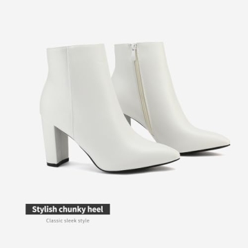 Shop DREAM PAIRS Chunky Heel Ankle Booties in White PU