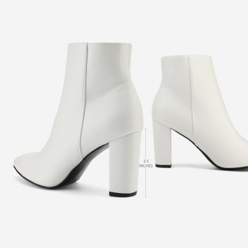 Shop DREAM PAIRS Chunky Heel Ankle Booties in White PU