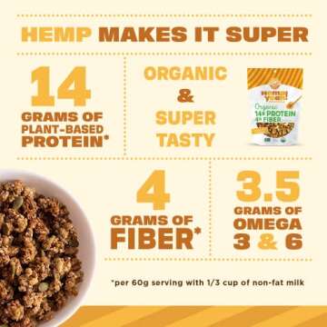Manitoba Harvest Hemp Yeah Granola, with 10 g of Protein, 3.5 g Omegas, 3 g of Fiber and less than 10 g Sugar Per Serving, Organic, Non-GMO, Honey and Oats, 10 Oz, Packaging May Vary