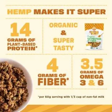 Manitoba Harvest Hemp Yeah Granola, with 10 g of Protein, 3.5 g Omegas, 3 g of Fiber and less than 10 g Sugar Per Serving, Organic, Non-GMO, Honey and Oats, 10 Oz, Packaging May Vary